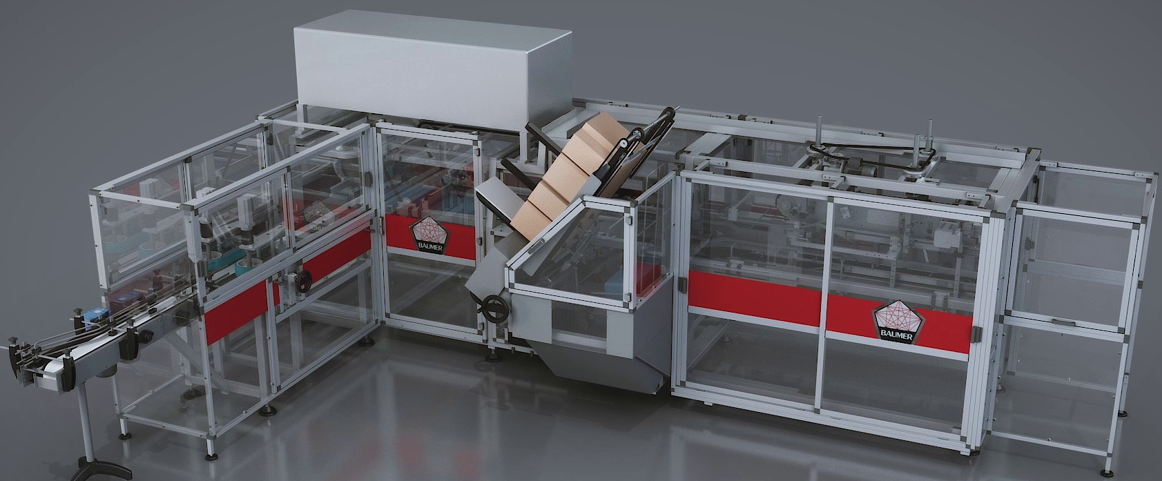 Enoline Solutions wrap around packaging automated machine Baumer